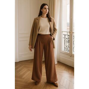 Matilda Jane Wide Leg Brown Pants Large High Rise Soft Knit Boho Cottagecore NWT